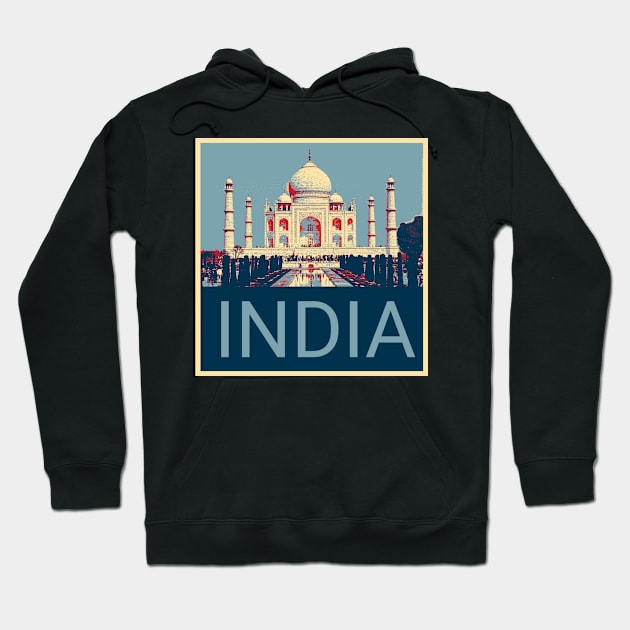 India in Shepard Fairey style design Hoodie by Montanescu